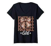 Donna Football Girl American Football Mamma Festa della mamma Maglietta con Collo a V