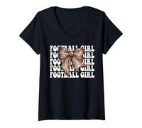 Donna Football Girl American Football Mamma Festa della mamma Maglietta con Collo a V