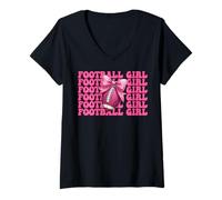 Donna Football Girl Football americano Maglietta con Collo a V