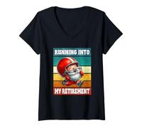 Donna Football Gnome For Retired Dad Running Into My Retirement Maglietta con Collo a V