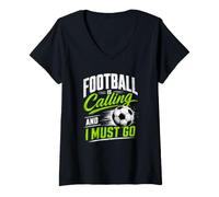 Donna Football Is Calling & I Must Go Illustration Graphic Designs Maglietta con Collo a V
