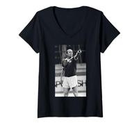 Donna Football Legend Bobby Charlton Ultima Partita del Manchester United Maglietta con Collo a V