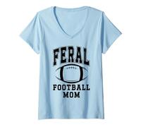 Donna Football Mom,Loud Proud Cheer Mom Feral Football Mama Sports Maglietta con Collo a V