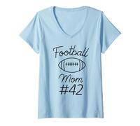 Donna Football Mom Numero 42 Grande Fan Woman Team Mother My Son Maglietta con Collo a V