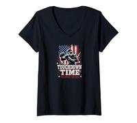 Donna Football Sport College Team US Maglietta con Collo a V