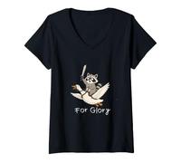 Donna for Glory - Procione, Guerriero con Spada sull'oca Volante Maglietta con Collo a V