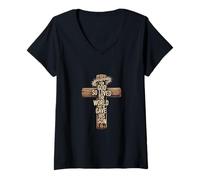 Donna for God So Loved The World - Scrittura Religiosa - Croce Maglietta con Collo a V