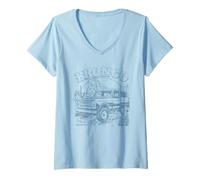Donna Ford Bronco Desert Blue Mono Maglietta con Collo a V