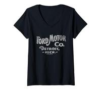 Donna Ford Detroit Michigan Classic Maglietta con Collo a V