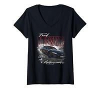 Donna Ford Mustang Country Burst Maglietta con Collo a V