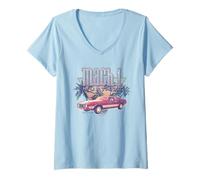 Donna Ford Mustang Mach 1 Palm Tree Maglietta con Collo a V