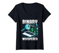 Donna Forense Digitale Binary Whisperer Maglietta con Collo a V