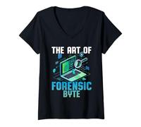 Donna Forense Digitale The Art Of Forensic Byte Maglietta con Collo a V