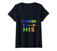Donna Forever His Pride Love Supporto LGBTQ Maglietta con Collo a V