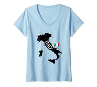 Donna Forever Italy Graphic Tees - I Love Italy, Italy Map Graphic Maglietta con Collo a V