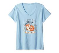 Donna Forever My Little Foxes - papà & Me Cute Wildlife Maglietta con Collo a V