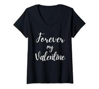 Donna Forever My Valentine Script Elegante Maglietta con Collo a V