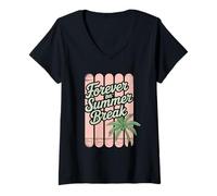 Donna Forever On Summer Break Palma Pensionamento Pensionamento Maglietta con Collo a V