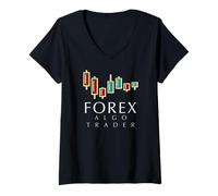 Donna Forex Trading Algo Trader Analisi Tecnica Progettazione Maglietta con Collo a V