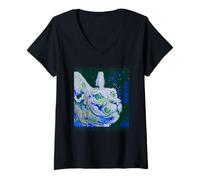Donna Forme di Vita Scritte con Simboli Giapponesi. BITMAP Maglietta con Collo a V