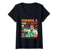 Donna Formula for Flavor Funny Candy Scienziato Art Design Maglietta con Collo a V