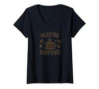 Donna Forse caffè Maglietta con Collo a V