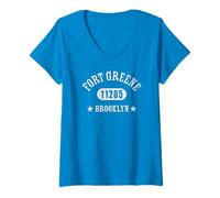 Donna FORT GREENE Brooklyn NY 11205 Design sportivo con dettagli Maglietta con Collo a V