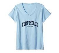 Donna Fort Meade Florida Vintage Maglietta con Collo a V