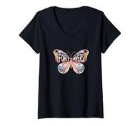 Donna Fort Myers Butterfly - Florida Beach Nome Città Parola Art Maglietta con Collo a V