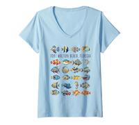 Donna Fort Walton Beach Florida Design Pesce Colorato Maglietta con Collo a V