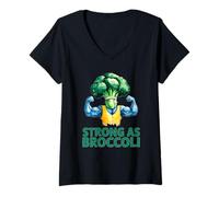 Donna Forte come il Broccolo Motivazione per la Palestra Maglietta con Collo a V
