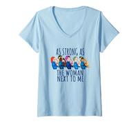 Donna Forte Come la Donna Accanto a Me Rosie The Riveter Maglietta con Collo a V