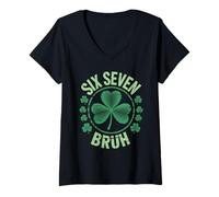 Donna Fortunato 67 St Patrick Shamrock Humor Six Seven Rizz 6 7 Meme Maglietta con Collo a V
