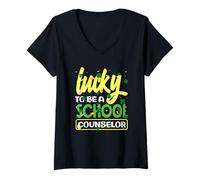 Donna Fortunato ad Essere Un consulente Scolastico Joyful Shamrock Spirit Maglietta con Collo a V