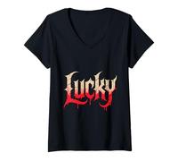 Donna Fortunato Gotico Horror Drip Halloween Scuro Vintage Grunge Maglietta con Collo a V