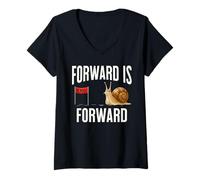 Donna Forward is Forward Funny Lumaca Positive Growth Mindset Citazione Maglietta con Collo a V