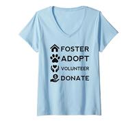 Donna Foster Adotta Volontariato Donare Animal Rescue Pet Awareness Maglietta con Collo a V
