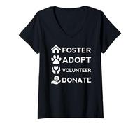 Donna Foster Adotta Volontariato Donare Animal Rescue Pet Awareness Maglietta con Collo a V