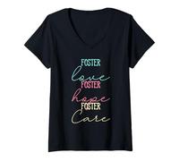 Donna Foster Care Hope Love Famiglia Abbinata per ladozione dei Genitori Maglietta con Collo a V