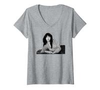 Donna Foto di Kate Bush Cantante Pop Studio 1983 Segui d'Amore Maglietta con Collo a V