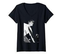 Donna Foto Live Frontman Britpop di Andy Willsher Maglietta con Collo a V