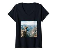 Donna Fotografia paesaggistica di Eagle Mountain Cliff Valley Maglietta con Collo a V