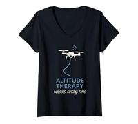 Donna Fotografo Drone FPV Freestyle Pilot Immagini aeree Maglietta con Collo a V