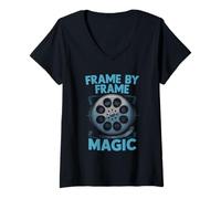 Donna Fotogramma per fotogramma Animazione magica Disegna Schizzo Animazione Maglietta con Collo a V