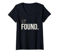 Donna Found Minimalist Sheep Christian Psalm 23 Lamb Christian Maglietta con Collo a V