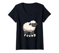 Donna Found Minimalist Sheep Psalm 23 Lamb Christian Maglietta con Collo a V