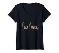 Donna Four Corners Florida Vintage Design Elegante Maglietta con Collo a V