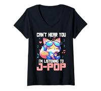 Donna Fox Japanese Pop non ti sento sto ascoltando J-Pop Maglietta con Collo a V