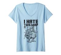 Donna FPS Gamer Funny I Hate This Map Lettore di Videogiochi Militare Maglietta con Collo a V
