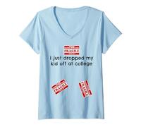Donna Fragile College Drop off Humor Vuoto Nido Ride Maglietta con Collo a V